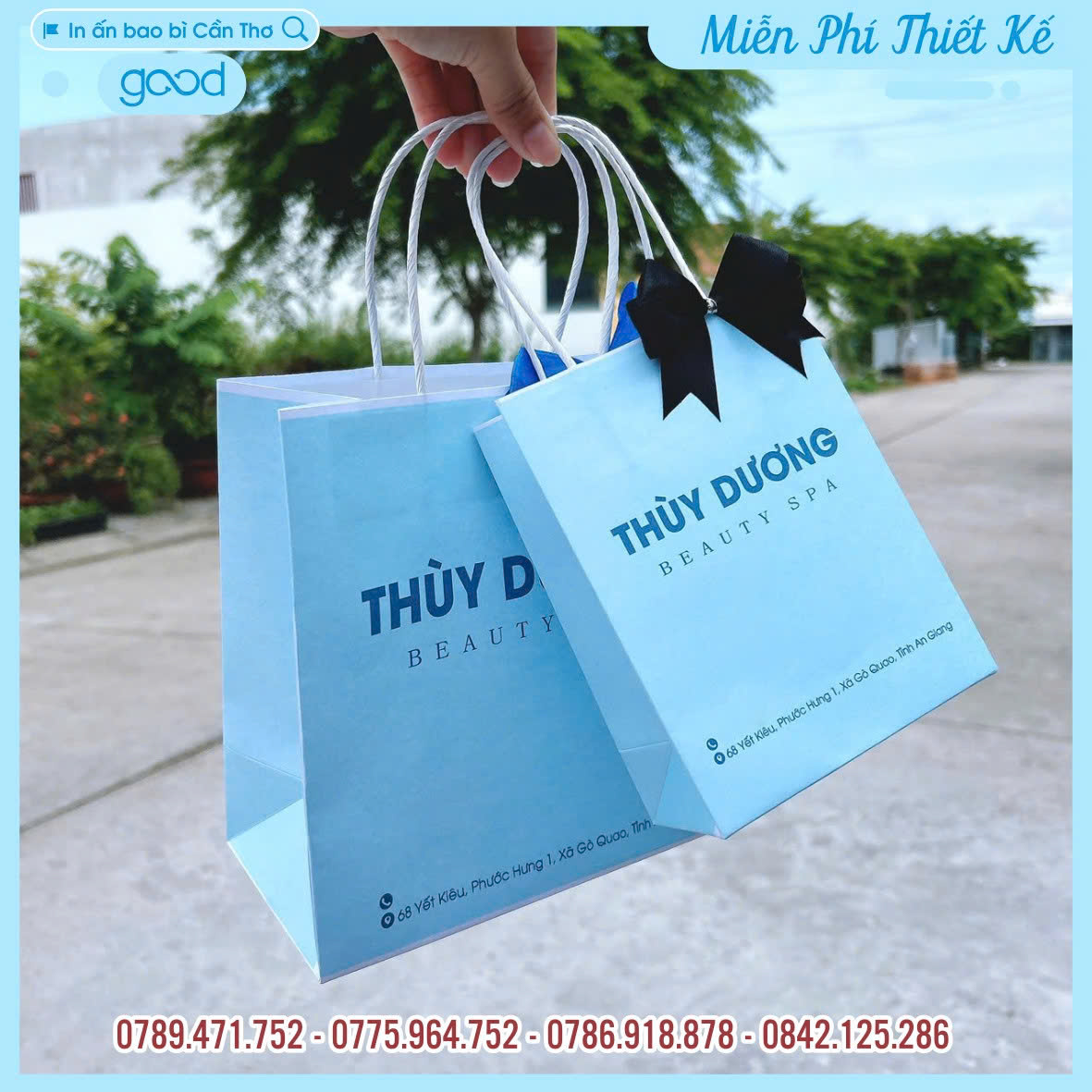 IN TÚI NỀN XANH PASTEL THEO YÊU CẦU